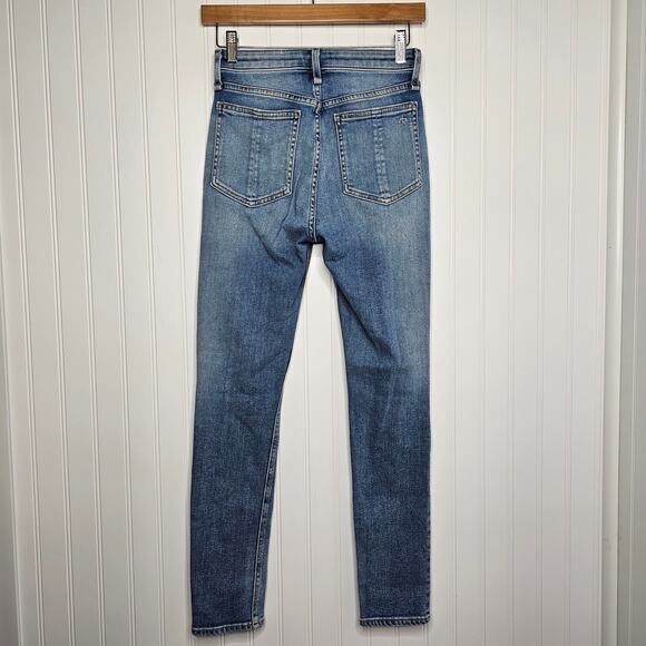 rag & bone Women's Nina High-Rise Ankle Skinny Jeans Size 24 Tulsa Ripped Knees - Picture 5 of 9